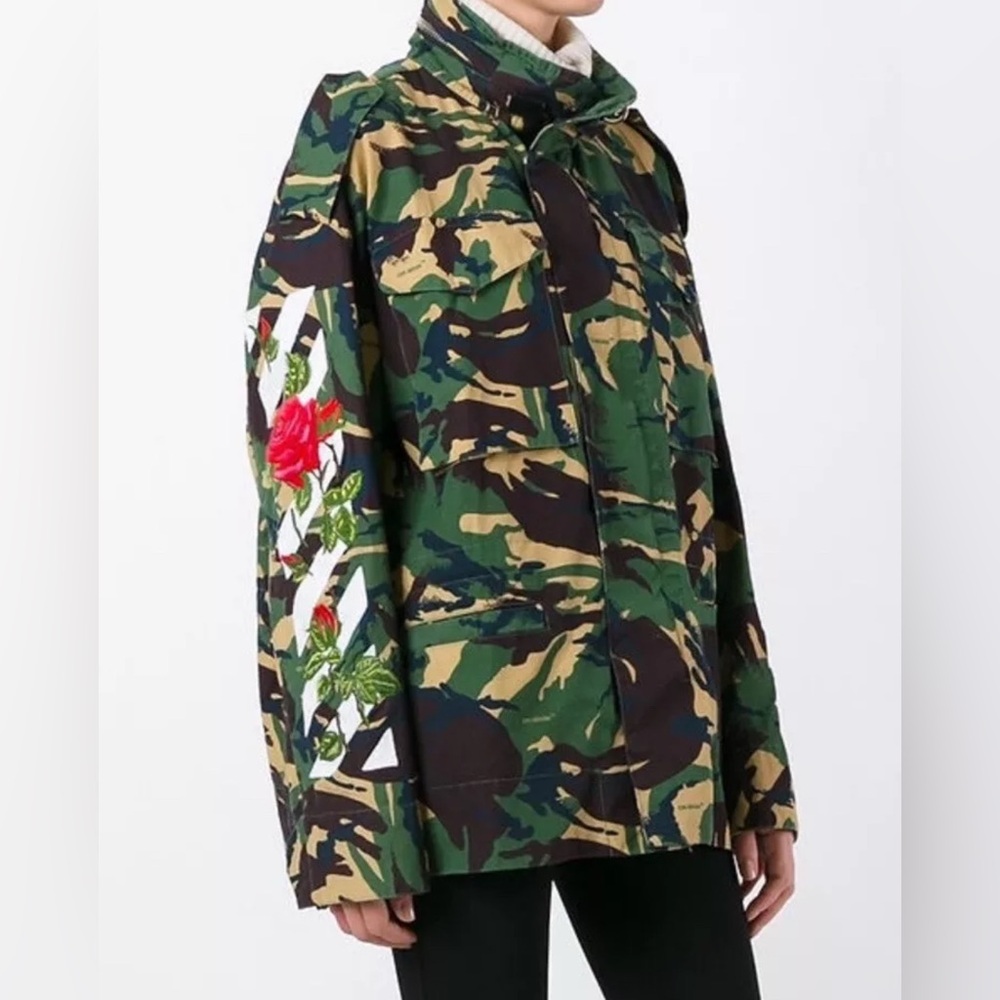 Off-White Camo Roses M65 Camouflage Floral Jacket Women New With Tags MSRP $1950